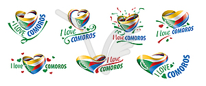 National flag of Comoros in shape of heart and - vector EPS clipart