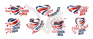 National flag of Costa Rica in shape of heart and - vector image