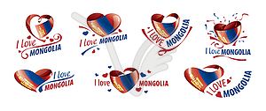 National flag of Mongolia in shape of heart and - vector clipart