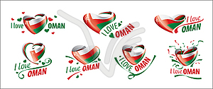 Национальный флаг Омана в форме сердца и - клипарт в векторе / векторное изображение