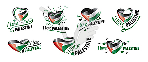 National flag of Palestine in shape of heart and - vector clipart