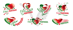 National flag of Portugal in shape of heart and - vector clip art