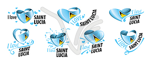 National flag of Saint Lucia in shape of heart and - vector image