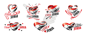 National flag of Syria in shape of heart and - vector clipart