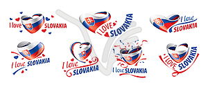 Национальный флаг Словакии в форме сердца и - цветной векторный клипарт