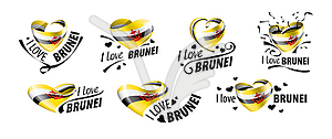 National flag of Brunei in shape of heart and - vector clip art