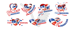 National flag of Dominicana in shape of heart and - royalty-free vector image