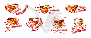 National flag of Macedonia in shape of heart and - vector clipart