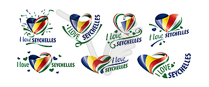 National flag of Seychelles in shape of heart and - stock vector clipart