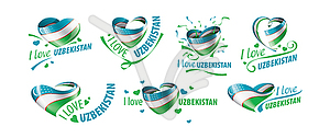 National flag of Uzbekistan in shape of heart and - royalty-free vector image