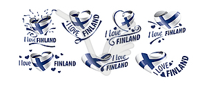 National flag of Finland in shape of heart and - vector clipart