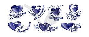 Flag of European union in shape of heart and - vector clipart