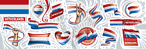 Set of national flag of Netherlands in various - vector clipart