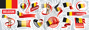 Set of national flag of Belgium in various - stock vector clipart