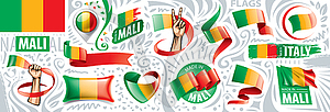 Набор национального флага Мали в различных творческих - векторный эскиз