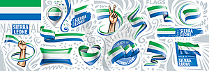 Set of national flag of Sierra Leone in various - vector clipart