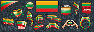 Set of national flag of Lithuania in various - vector image