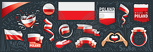 Set of national flag of Poland in various creative - vector clipart