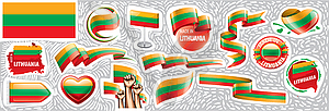 Набор государственного флага Литвы в различных - клипарт