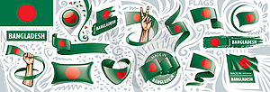 Set of national flag of Bangladesh in various - vector clipart