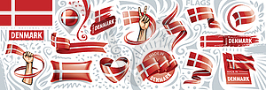 Set of national flag of Denmark in various - vector clipart