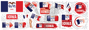 Набор флагов американского штата Айова в - векторный рисунок