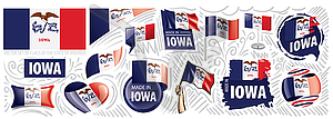 Набор флагов американского штата Айова в - клипарт Royalty-Free