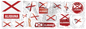 Set of flags of American state of Alabama in - vector image