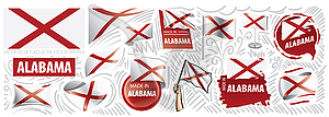 Set of flags of American state of Alabama in - vector clipart