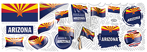 Набор флагов американского штата Аризона в - векторный клипарт EPS