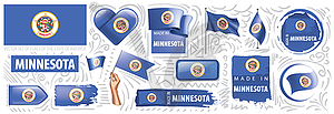 Set of flags of American state of Minnesota in - royalty-free vector image