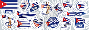 Set of national flag of Cuba in various creative - royalty-free vector clipart