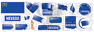 Set of flags of American state of Nevada in - vector clipart / vector image