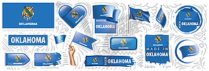 Set of flags of American state of Oklahoma in - color vector clipart