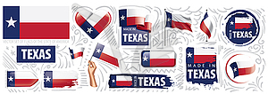 Набор флагов американского штата Техас в разных - векторный рисунок