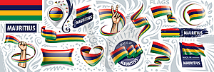 Set of national flag of Mauritius in various - vector clipart