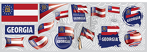 Set of flags of American state of Georgia in - color vector clipart