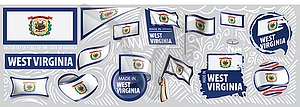 Набор флагов американского штата Западная Вирджиния в - векторная графика