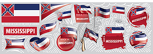 Set of flags of American state of Mississippi in - vector clipart