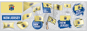 Set of flags of American state of New Jersey in - royalty-free vector clipart