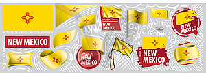 Set of flags of American state of New Mexico in - vector clipart