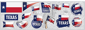 Set of flags of American state of Texas in differen - vector clipart