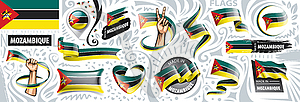 Set of national flag of Mozambique in various - vector clipart