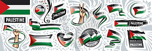 Set of national flag of Palestine in various - vector clipart