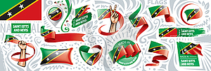 Set of national flag of Saint Kitts and Nevis - vector image