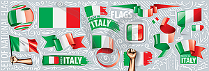 Set of national flag of Italy in various creative - vector clip art