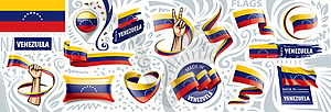 Set of national flag of Venezuela in various - vector clipart