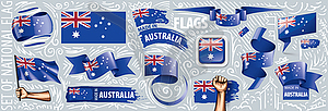 Set of national flag of Australia in various - vector image