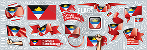 Set of national flag of Antigua and Barbuda - vector clip art