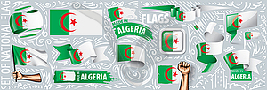 Set of national flag of Algeria in various - vector clipart